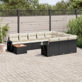 vidaXL Set canapele de grădină cu perne, 11 piese, negru, poliratan 3257078