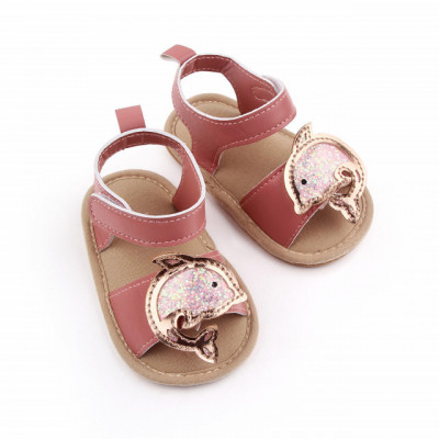 Sandalute roz pudra pentru fetite - Delfinul auriu (Marime Disponibila: 12-18 foto