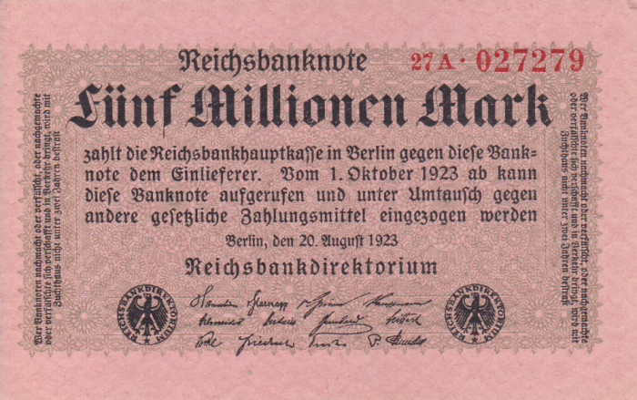 GERMANIA 5.000.000 marci 1923 AUNC+!!!