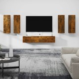 vidaXL Set dulapuri TV, 6 piese, stejar fumuriu, lemn prelucrat