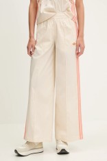 adidas Originals pantaloni Wideleg Pant culoarea bej, drept, high waist, KC0675
