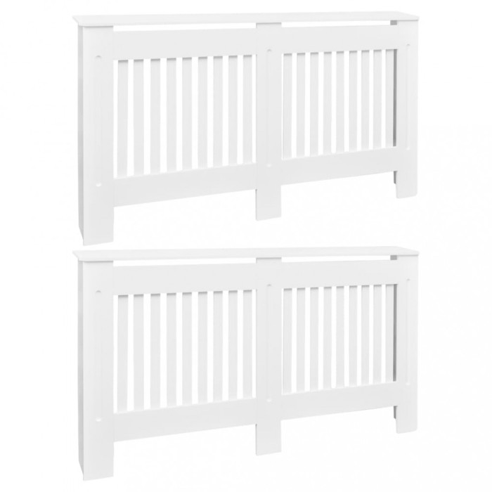 Masca de calorifer, 2 buc., alb, 152 cm, MDF