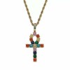 Colier MBrands cu pandantiv in forma ankh, cristale zirconiu colorate Auriu