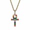 Colier MBrands cu pandantiv in forma ankh, cristale zirconiu colorate Auriu