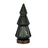 Cumpara ieftin Brad Craciun sticla verde metal maro cu led 13x23 cm