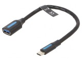 Cablu USB 3.0 A la USB C, 0.15m, Negru