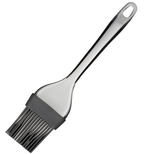 Pensula din silicon cu maner din plastic, Neirini, Gri, 22 x 5 cm