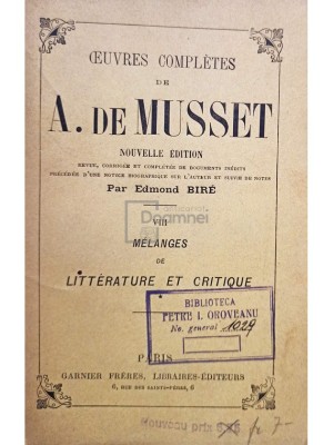 A. de Musset - Oeuvres completes, vol. VIII foto
