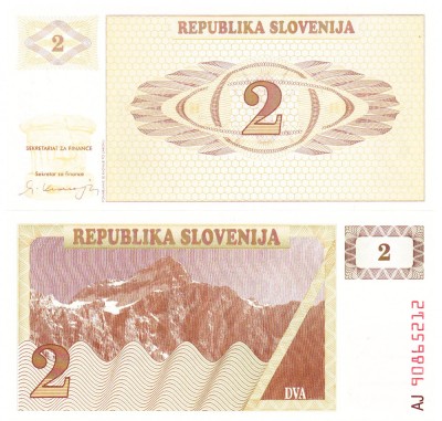 Slovenia 2 Tolari 1990 P-2 UNC foto