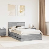 Cumpara ieftin Cadru de pat cu sertar Gri Sonoma 120 x 190 cm Lemn Ingineresc