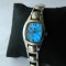 Ceas de dama vintage Fossil , cadran albastru , din otel cod f24