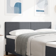 vidaXL Tăblie de pat design simplu, gri &amp;icirc;nchis, 140 cm, velur foto