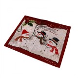Servet de masa, flippy, model oameni de zapada, scris merry christmas, tematica craciun, prosop pentru masa, 47x33 cm, bumbac si fibre sintetice, rosu