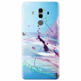 Husa silicon pentru Huawei Mate 10, Artistic Paint Splash Purple Butterflies