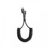 Cablu USB la Type-C Baseus Fish Eye Spring Data Black (1m, 2A, impletitura textila)