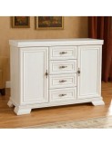 Comoda living si dormitor, VM3, 4 sertare, 2 usi, Pal melaminat, cu insertii MDF, Alb Antichizat