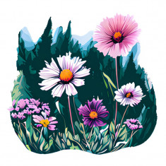 Sticker decorativ, Flori, Multicolor, 60 cm, 10282ST
