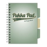 Caiet A5 cu spira si separatoare Pukka Pad Project Book, 200 file, matematica, verde