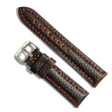 Cumpara ieftin Curea de ceas maro-inchis cu textura bizonata din piele naturala 20mm, 22mm