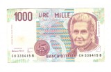 Bancnota Italia 1000 lire 3 octombrie 1990, stare relativ buna