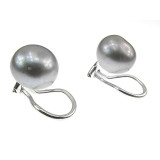 Cumpara ieftin Cercei clips argint cu perle naturale gri 10 MM