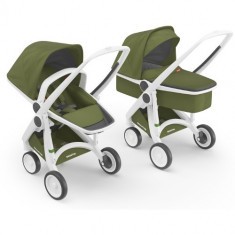 Carucior 2 in 1 Ecologic cu Cadru Alb Olive foto