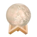 Umidificator Aer Lampa Veghe Luna 3D, Suport Lemn, Aromaterapie, Ultrasunete, Oprire Automata