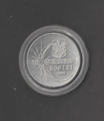 ROMANIA 1999 Moneda 500 lei cu Eclipsa in capsula plastic foto
