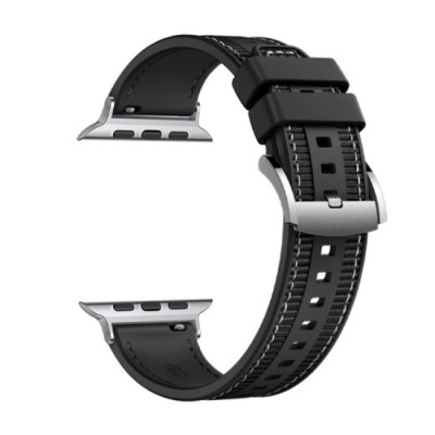 Curea pentru Apple Watch 1/2/3/4/5/6/7/8/9/SE/SE 2 (38/40/41mm) - Techsuit Watchband (W051) - Black foto