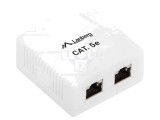 Soclu de perete LANBERG Cat 5e RJ45 x2 IP20 alb