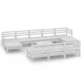 Cumpara ieftin Set mobilier de gradina, 11 piese, alb, lemn masiv de pin