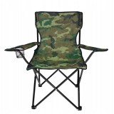 Scaun pliabil gradina, camping, pescuit, camuflaj verde, cu suport pahar/sticla, husa, max 120 kg, 50x50x80 cm, Chomik