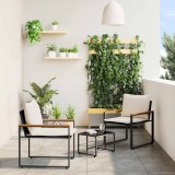 vidaXL Seturi de mobilier cu pernă 3 pcs Negru și Alb crem Ratan 42026946