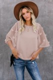 K819-58 Bluza casual din material lejer cu maneci scurte largi
