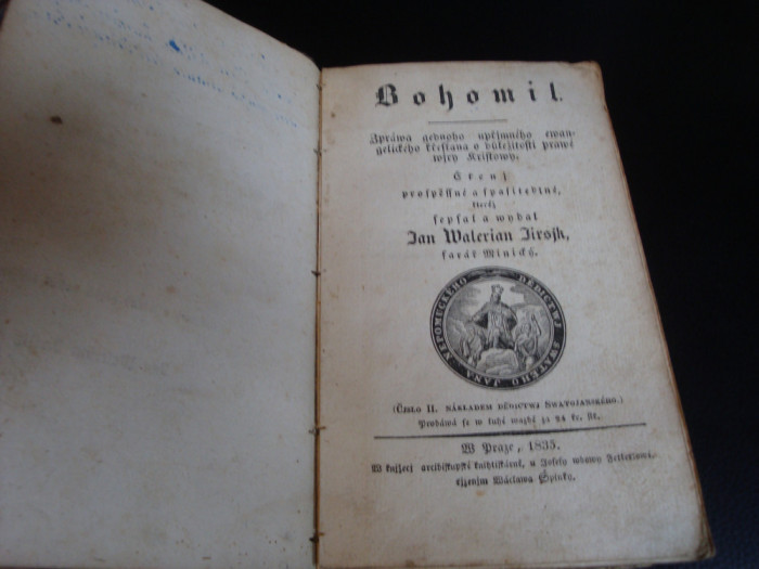 Bohomil - carte religioasa in limba ceha - 1835