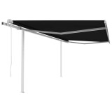 VidaXL Copertină retractabilă automat, cu st&acirc;lpi, antracit, 4x3 m