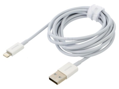 Cablu Apple Lightning USB A 2m alb textil 2,4A foto