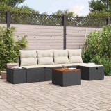 vidaXL Set de canapele pentru grădină cu pernă 6 pcs Negru Rattan poli