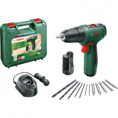 Masina de gaurit si insurubat (bormasina) pe acumulator Bosch EasyDrill 1200, 12 V, 1.5 Ah, 1500 RPM, 30 Nm, 2 acumulatori, incarcator, set burghiu si