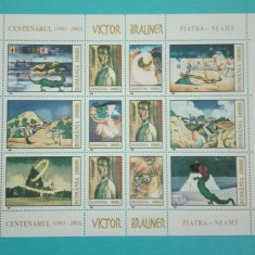 TIMBRE ROMANIA 2003 L.P.1613 CENTENARUL VICTOR BRAUNER -BLOC DE 12 MNH