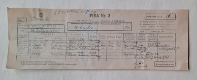 Fișă locativă București 1941 cu timbre fiscale &amp;amp; &amp;bdquo;Timbru Statistic&amp;rdquo; (bloc 4) &amp;ndash; WWII foto
