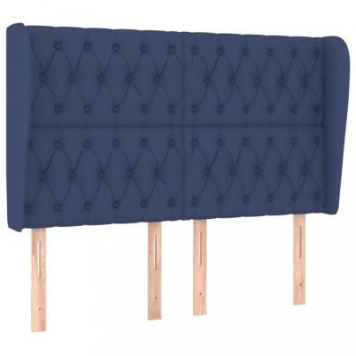 Tablie de pat cu aripioare, albastru, 147x23x118/128 cm, textil foto