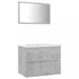 Cumpara ieftin Set mobilier de baie, gri beton, lemn prelucrat