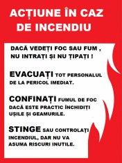 Placuta cu instructiuni in caz de incendiu evacuare confirmati si stingere foto