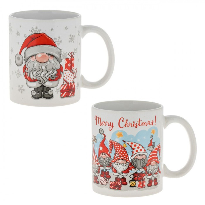 Set Cani Ceramice Craciun, Model Gnome, Multicolor, Capacitate 330 ml, 2 Bucăți
