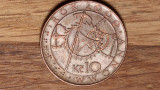 Cehia - moneda de colectie comemorativa - 10 korun 2000 - mileniul 2, cu braille