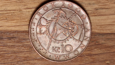 Cehia - moneda de colectie comemorativa - 10 korun 2000 - mileniul 2, cu braille foto