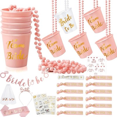 Set 11+1 accesorii Petrecerea Burlacitelor, Team Bride/Bride To Be, Pahare, Bratari foto