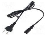 Cablu POS 2x0,75mm2 CEE 7/16 mufă IEC C7 mamă PVC 1,5m negru