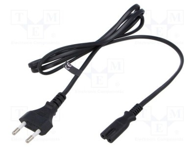 Cablu POS 2x0,75mm2 CEE 7/16 mufă IEC C7 mamă PVC 1,5m negru foto